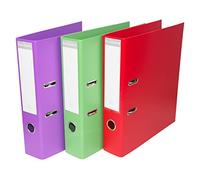 [Pack of 3] Purple/Green/Red A4 Lever Arch Files 70mm Paper Storage Archive Legal Document Folders