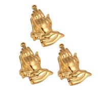 Pack Of 3 Religious Stainless Steel Charm Praying Hand Pendant For Jewelry Crafting Bracelets Necklace Components Stainless Steel Charm