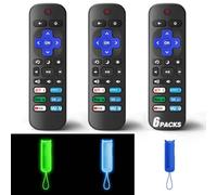 (Pack of 3) Replacement Remote Only for Roku TV with Soft Protective Cover (Glow in The Dark), Universal Remote for TCL Roku/Hisense Roku/Onn Roku/Sharp Roku/Element Roku/Philips Roku Smart TV