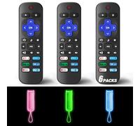 (Pack of 3) Replacement Remote Only for Roku TV with Soft Protective Cover (Glow in The Dark), Universal Remote for TCL Roku/Hisense Roku/Onn Roku/Sharp Roku/Element Roku/Philips Roku Smart TV