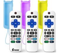 (Pack of 3) Replacement Remote Only for Roku TV with Soft Silicone Protective Cover (Glow in The Dark), Universal Remote for TCL/Onn/Hisense/Sharp/Element/Philips Roku Smart TV (Elegant White)