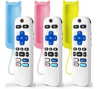 (Pack of 3) Replacement Remote Only for Roku TV with Soft Silicone Protective Cover (Glow in The Dark), Universal Remote for TCL/Onn/Hisense/Sharp/Element/Philips Roku Smart TV (Elegant White)