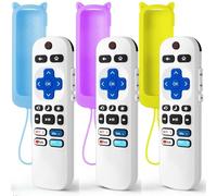 (Pack of 3) Replacement Remote Only for Roku TV with Soft Silicone Protective Cover (Glow in The Dark), Universal Remote for TCL/Onn/Hisense/Sharp/Element/Philips Roku Smart TV (Elegant White)