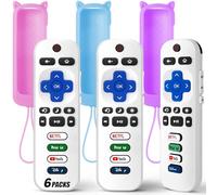 (Pack of 3) Replacement Remote Only for Roku TV with Soft Silicone Protective Cover (Glow in The Dark), Universal Remote for TCL/Onn/Hisense/Sharp/Element/Philips Roku Smart TV (Elegant White)