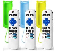 (Pack of 3) Replacement Remote Only for Roku TV with Soft Silicone Protective Cover (Glow in The Dark), Universal Remote for TCL/Onn/Hisense/Sharp/Element/Philips Roku Smart TV (Elegant White)