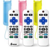 (Pack of 3) Replacement Remote Only for Roku TV with Soft Silicone Protective Cover (Glow in The Dark), Universal Remote for TCL/Onn/Hisense/Sharp/Element/Philips Roku Smart TV (Elegant White)