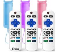 (Pack of 3) Replacement Remote Only for Roku TV with Soft Silicone Protective Cover (Glow in The Dark), Universal Remote for TCL/Onn/Hisense/Sharp/Element/Philips Roku Smart TV (Elegant White)