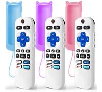 (Pack of 3) Replacement Remote Only for Roku TV with Soft Silicone Protective Cover (Glow in The Dark), Universal Remote for TCL/Onn/Hisense/Sharp/Element/Philips Roku Smart TV (Elegant White)