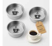 Pack of 3 Reusable Stainless Steel Coffee Filters for 1, 2 and 4 Cups, Compatible with Cecotec Ufesa Delonghi Breville Coffee Makers Portafiltro Espresso High Pressure Pressurized Basket Durable