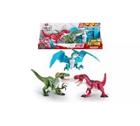 Pack of 3 Robo Alive Dinosaur Action Figures - T-Rex, Pterodactyl & Raptor