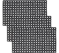 Pack of 3 - Rubber Hollow Mat Outdoor Anti Fatigue None Slip Drainage Black Door Mat Light Weight Washable Large Ramp Mat Entrance Thick Children Playground Garden Floor Matting (40 X 60 (Pack of 3)