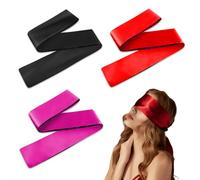 Pack of 3 Satin Blindfold Soft Sleeping Mask Adjustable Eye Cover Travel Eye Mask Satin Eye Mask for Women Men Adults Couples 130 x 7 cm Black Red