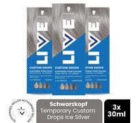 (Pack of 3) Schwarzkopf LIVE Hair Dye Ice Silver Colour Drops Permanent Semi-Permanent Gloss