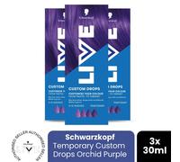 (Pack of 3) Schwarzkopf LIVE Hair Dye Orchid Purple Colour Drops Permanent Semi-Permanent