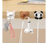 Pack of 3 Self-Adhesive Animal Cable Holders, Silicone Cable Clips for Organising USB Cables, Charging Cables, Power Cords, for Desk & Bedside Table, Animal Cable Management Accessories