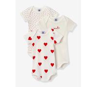 Pack of 3 Short Sleeve Bodysuits in Organic Cotton, by Petit Bateau white