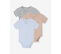 Pack of 3 short-sleeved baby bodysuits "my little heart" sky blue
