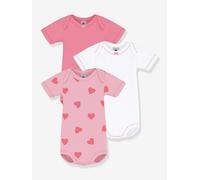 Set of 3 Organic Cotton Heart Bodies Pink 3 months