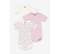 Pack of 3 short-sleeved bodysuits for babies white