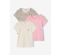 Pack of 3 short-sleeved T-shirts for girls beige