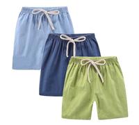 Pack of 3 Shorts Boys Children Summer Comfortable Breathable Leisure Shorts Lightweight Breathable Sports Shorts Plain Outdoor Shorts Sweat Shorts with Pockets and Elastic Band for Sports and Everyday