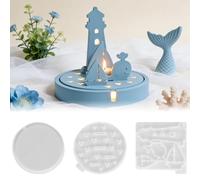 Pack of 3 Silicone Moulds Lighthouse, Lighthouse Sailing Boat, Silicone Moulds Casting Moulds Maritime, Silicone Moulds for Casting with Base Casting Mould Maritime Sailing Boat, Casting Moulds