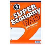 Pack of 3 - Silvine A4 Super Economy Pad (200 Sheets Per Pad) Narrow Feint & Margin