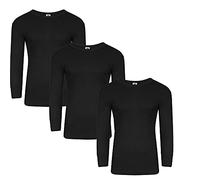 Pack of 3 Sleep Wish Men's Thermal Long Sleeve Shirt Pack of 3 Winter Warm Underwear Baselayer T Shirts Vest Top (50% Cotton, 50% Polyester) Black (XLarge)