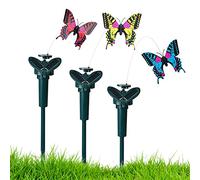 Pack of 3 Solar Powered Fluttering Butterflies Flying Butterfly Garden Ornaments,Moving Butterfly Decorations,Solar Butterfly Garden Stake Flying Butterflies Garden Ornaments for Yard and Walkways