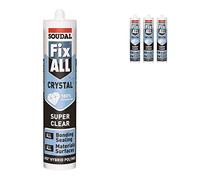 Pack of 3 Soudal Fix All Crystal Clear 100% Transparent Neutral Silicone Sealant Adhesive