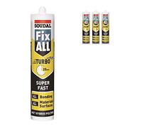 Pack of 3, Soudal Fix All Turbo Super-Fast Bonding High Tack SMX Sealant Strong Bond Adhesive Polymer Silicone