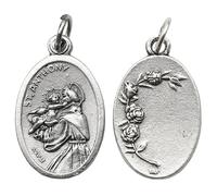Pack of 3 St. Anthony Medal Pendant, Catholic Religious Charm for Necklace | Double-Sided Oval Shape, Religious Jewelry, 3 Styles Holy Family/ Rose Blank/ Holy Spirit Medal, Italian Charms, 2.2x1.6cm