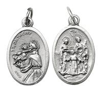 Pack of 3 St. Anthony Medal Pendant, Catholic Religious Charm for Necklace | Double-Sided Oval Shape, Religious Jewelry, 3 Styles Holy Family/ Rose Blank/ Holy Spirit Medal, Italian Charms, 2.2x1.6cm