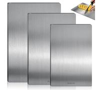 Pack of 3 Stainless Steel Chopping Board, 34 x 23 + 25 x 15 + 39 x 28 cm, Sustainable Products, Plastic-Free Titanium Cutting Board, Double-Sided Chopping Board for Meat, Stainless Steel Cutting Board