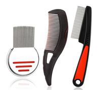 Pack of 3 Stainless Steel Lice and Dandruff Removal Comb with Fine Tooth Precision for Adults Kids Pets