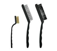 Pack of 3 Steel Nylon & Copper Wire Brush Cleaning Paint Metal Rust Remover Brushes (Pack Of 3x Steel Wire Brush)