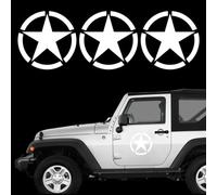 Pack of 3 Sticker Stars, Military Stickers, Resistant to Rain and Sun, Stars Military Sticker, Off Road Sticker, USA Army Old School, Military Star US Army Sticker for Car or Motorcycle (White)