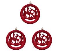 Pack of 3 Streams Round Christmas Tree Decorations Samian Soft Texture Multiple Scene Holiday Hanging Decorations for Party Houses Luxury Tree Ornament Set