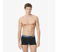 Lacoste Men's 3-Pack Stretch Cotton Logo Waist Boxer Trunks, Black/Falcon/Spruce/Malva - Size: 32/34/35