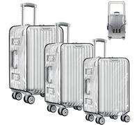 Pack of 3 Suitcase Protective Cover, Transparent Suitcase Cover, Waterproof, PVC Travel Suitcase Protective Cover, Suitcase Cover for Travel, Anti-Dust, Anti-Scratch, Black Border (20 + 24 + 28 Inches