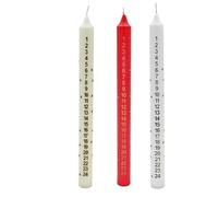 (Pack of 3) Tapered Advent Candle Traditional Countdown to Christmas Candle 2.1X25cm Assorted Colour Dinner Candles Stars with Numbers
