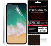 [Pack of 3] TECHGEAR Screen Protectors for iPhone 11 Pro 5.8" - CLEAR LCD Screen Protector with Cleaning Cloth & Application Card