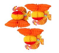 Pack of 3 Thanksgiving Turkey Honeys Combs Ball Decorations Fall Table Centerpieces for Autumns Party Home Decoration Paper Craft Honeycomb Turkey Ball Ornament