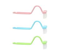 Pack of 3 Toilet Seat Brush, Toilet Brush with Rim Cleaning, Toilet Cleaning Brush, Portable Curved Toilet Brush, Toilet Rim Cleaner (Blue, Green, Pink)