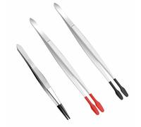 Pack of 3 Tweezers with Rubber Tips, Stainless Steel Tweezers with PVC Coated Precision Tweezers with Flat Tip for Laboratory Jewellery DIY Manufacturing Stamps