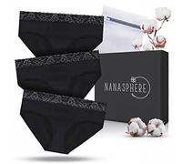 Pack of 3 Ultra Absorbent Period Panties 4 Layers Organic Cotton + Laundry Bag | Menstrual Panty Abundant Flow Washable Underwear Menstruation Postpartum Leaks Teenager Incontinence S