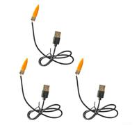Pack of 3 USB LED Flame Lamps, Realistic Candle Light Simulation with Flicker Effect, 5 V Energy Efficient for Party, Cafe, Bar and Camping Decoration, Orange/Black
