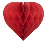 Pack of 3 Valentines Decoration Heart Shaped Paper Honeycomb Birthday Party Wedding available in 11 colours 3 sizes (All Red, 12"/30cm)