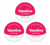 Pack of 3 Vaseline Lip Therapy Rosy Lips 20g Tin | Petroleum Jelly Lip Balm for Dry, Chapped & Cracked Lips | Moisturising Lip Care with Soft Rosy Tint | Mini Pocket Travel Size