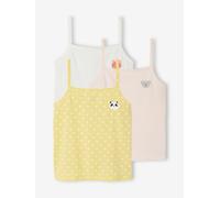 Pack of 3 Vests for Girls pale yellow